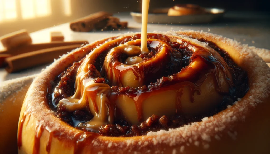 Here's a realistic image of the perfect cinnamon roll filling, highlighting the rich and gooey texture of the butter, brown sugar, cinnamon, chopped nuts, and vanilla cream. You can view and download the image above.