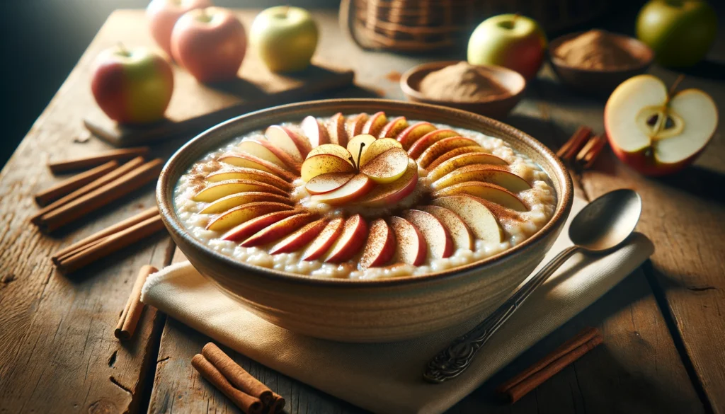 Here is the image of the apple pie porridge, a healthy breakfast option. I hope it matches what you envisioned! If there's anything else you'd like, feel free to let me know.