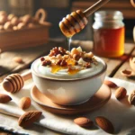 How about an image of a dollop of creamy Greek yogurt nestled in a bowl, drizzled with golden honey, and sprinkled with a generous handful of crunchy nuts? It could showcase the contrast of textures and the natural sweetness of the honey against the wholesome goodness of the yogurt and nuts.