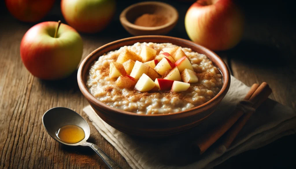 Here is the image of apple pie porridge as a healthy breakfast recipe, created as per your description. Let me know if there's anything else you'd like to modify or another image you'd like to generate!