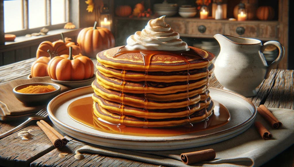 Here's the image of delicious pumpkin pancakes made with pumpkin puree. Let me know if there's anything else you'd like to adjust or another image you want to create!