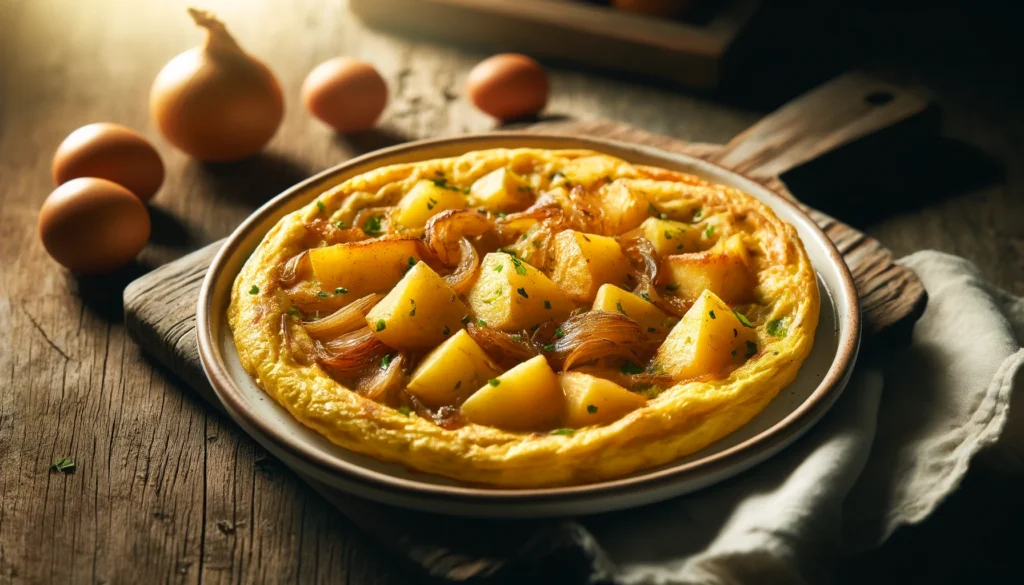 Thick Egg Omelet with Potatoes and Onions Recipes