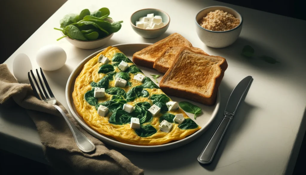 Spinach and Feta Omelette Recipe with Whole Wheat Toast Recipe