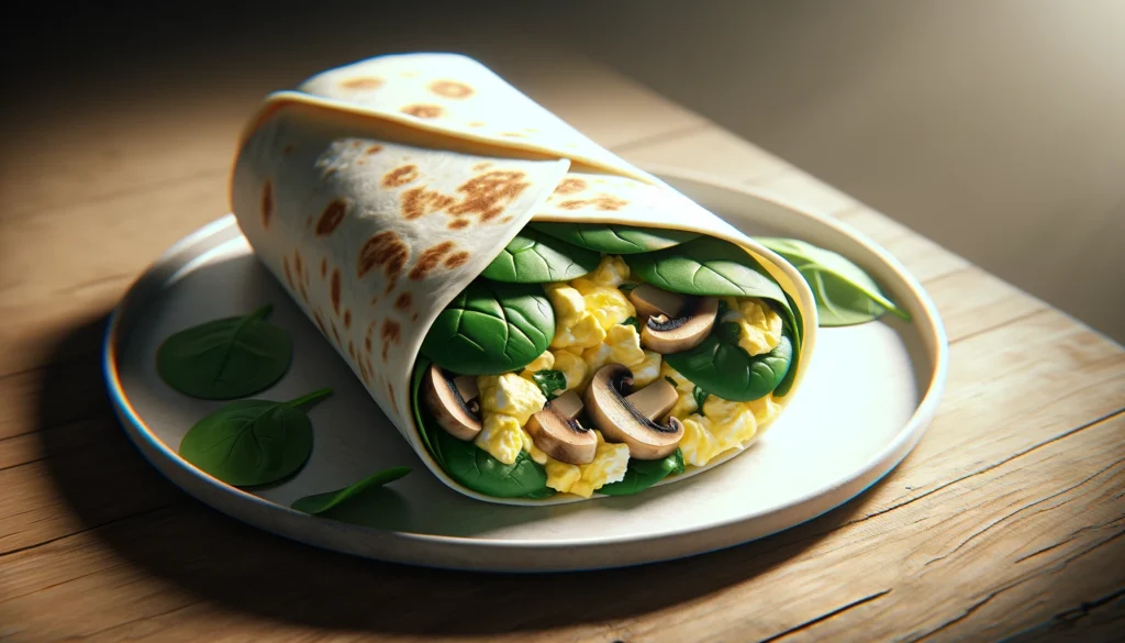 Egg Spinach Mushroom Breakfast Wrap