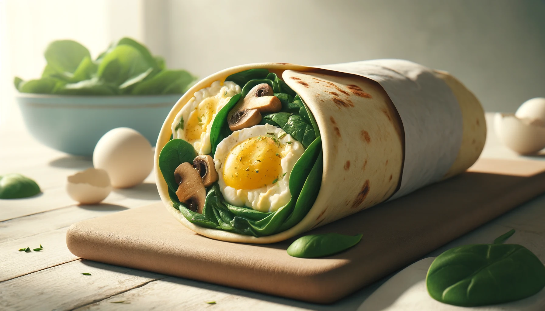 Egg Spinach Mushroom Breakfast Wrap