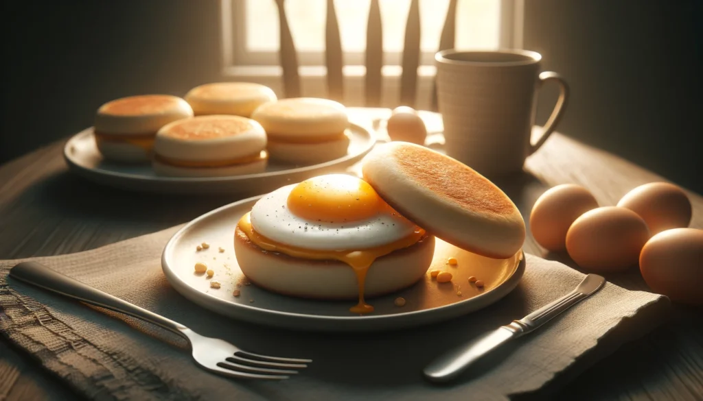 English muffin with eggs