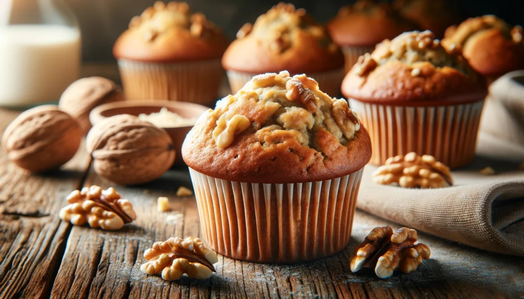 Banana Walnut Muffins with Greek Yogurt