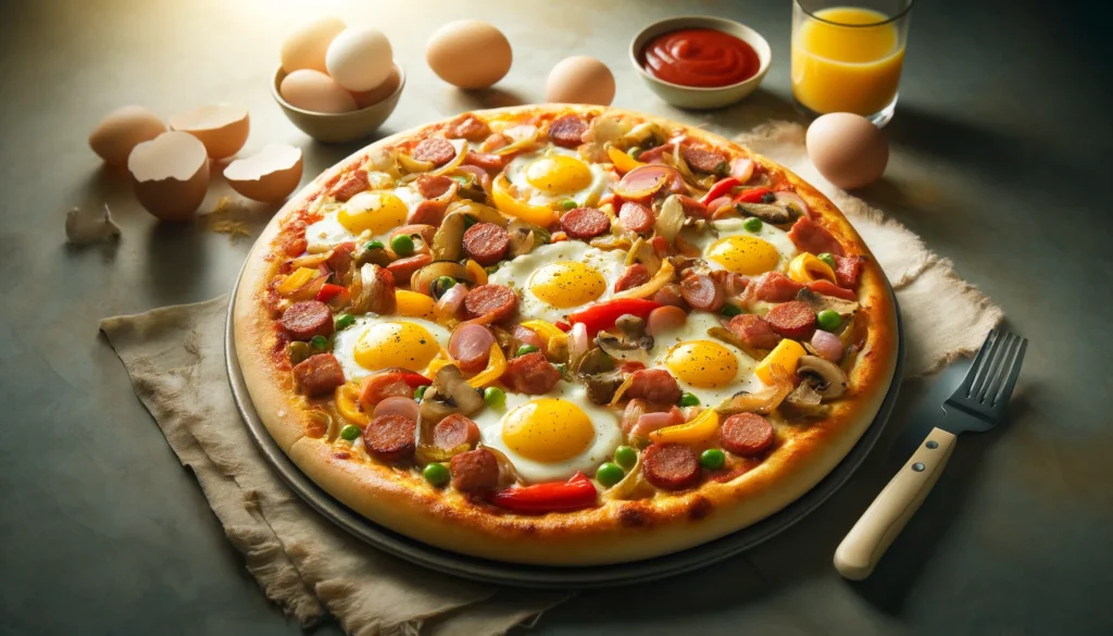 Breakfast Pizza Recipe: Scrambled Eggs, Turkey Sausage, Veggies