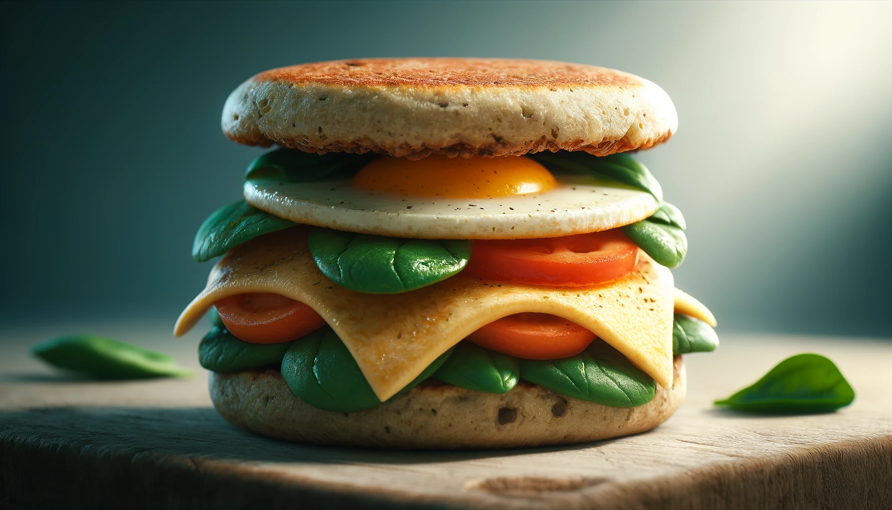 Veggie and Cheese Breakfast Sandwich on Whole Grain English Muffin