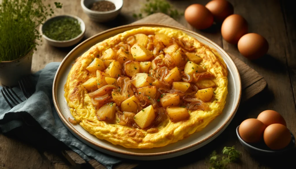 Thick Egg Omelet with Potatoes and Onions Recipes